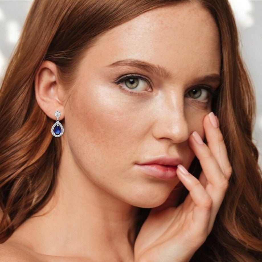 Fancy Sapphire Teardrop Earrings - Popular trends empire