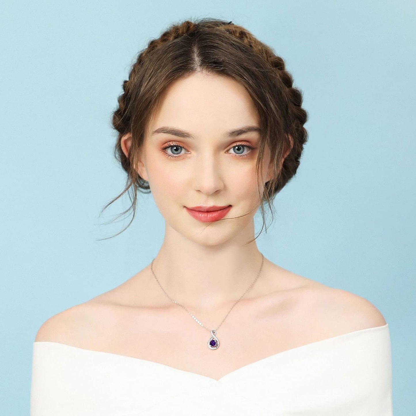 February Birthstone Infinity Pendant Necklace - Popular trends empire