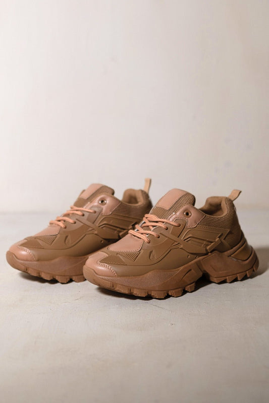 FLAVIA CHUNKY THICK SOLE TRAINERS IN KHAKI - Popular trends empire