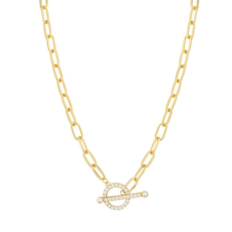 Gold Plated T - Bar Paperclip Necklace - Popular trends empire