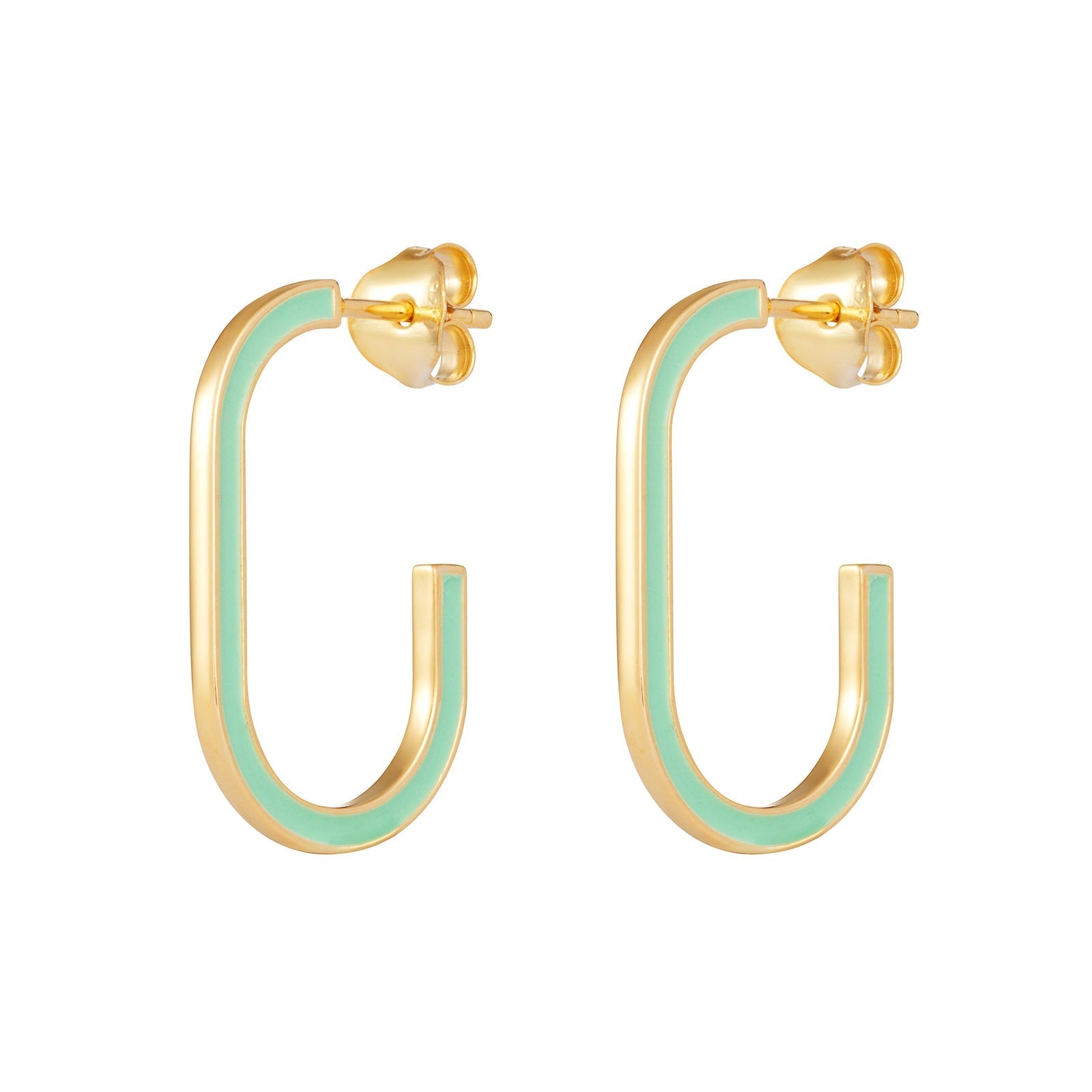Green Enamel Hoop Earrings - Popular trends empire