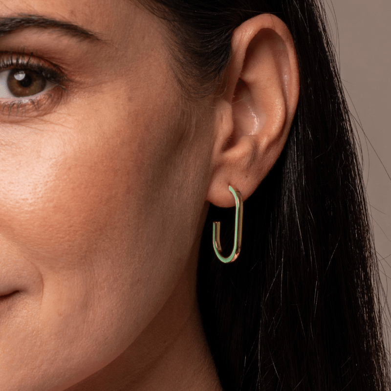 Green Enamel Hoop Earrings - Popular trends empire