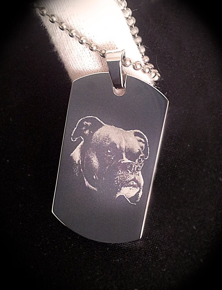 Handwriting Dog Tag – Custom Photo Pendant Engraved on Both Sides | Velvet Pouch Gift - Popular trends empire