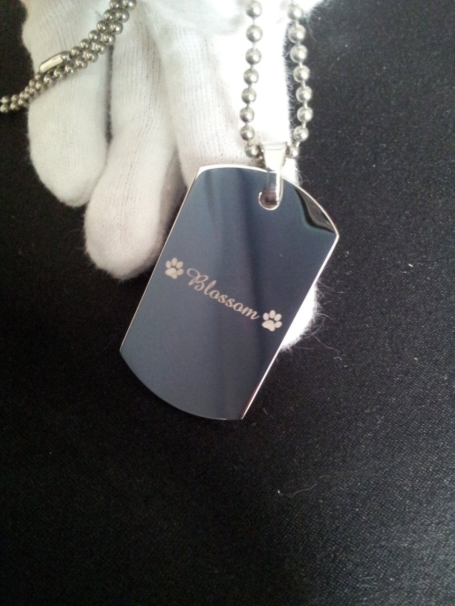 Handwriting Dog Tag – Custom Photo Pendant Engraved on Both Sides | Velvet Pouch Gift - Popular trends empire