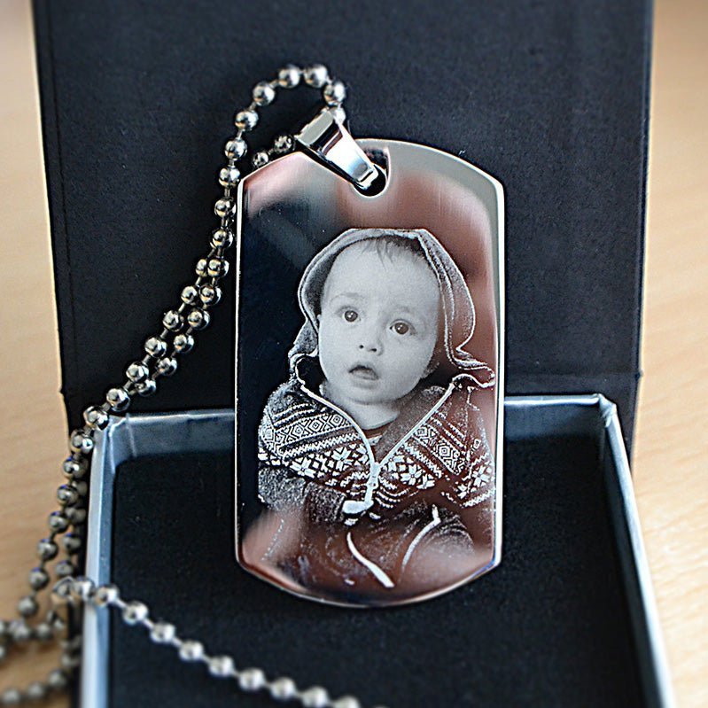 Handwriting Dog Tag – Custom Photo Pendant Engraved on Both Sides | Velvet Pouch Gift - Popular trends empire