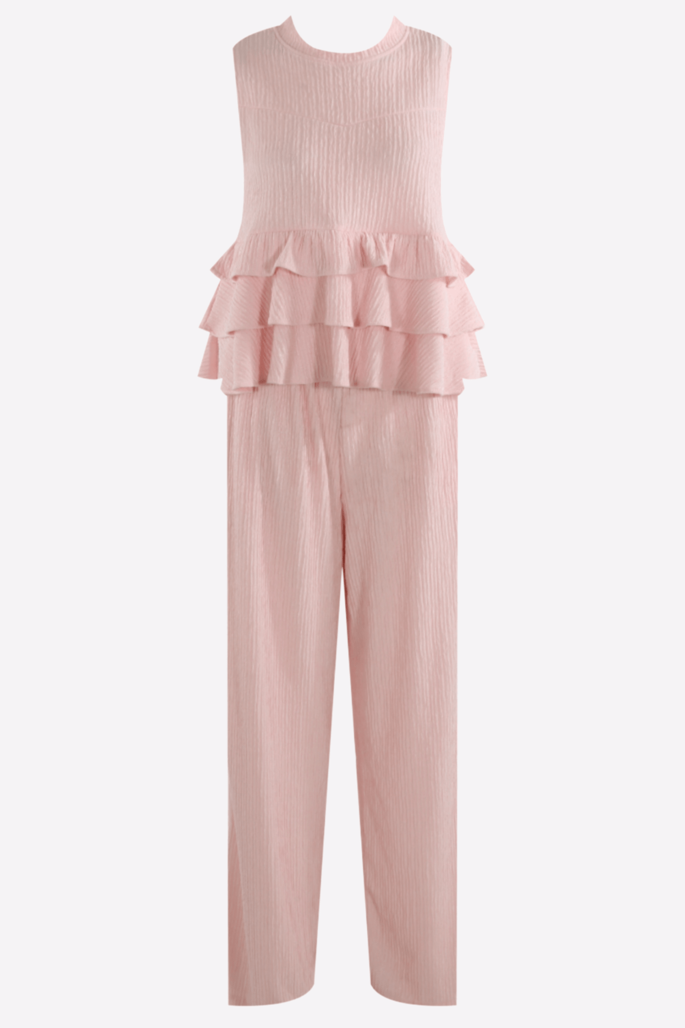 High Neck Frill Blouse & Flared Pants Co - ord Set - Popular trends empire