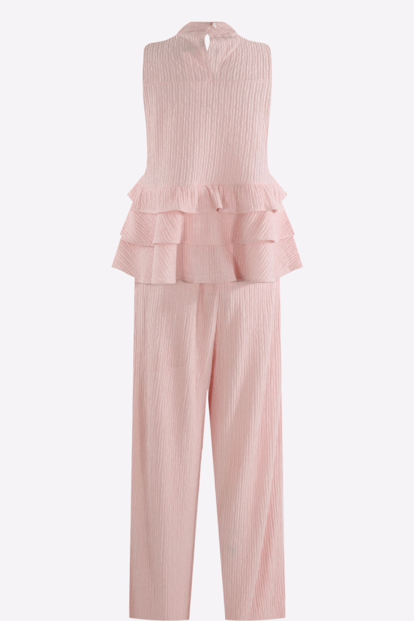 High Neck Frill Blouse & Flared Pants Co - ord Set - Popular trends empire