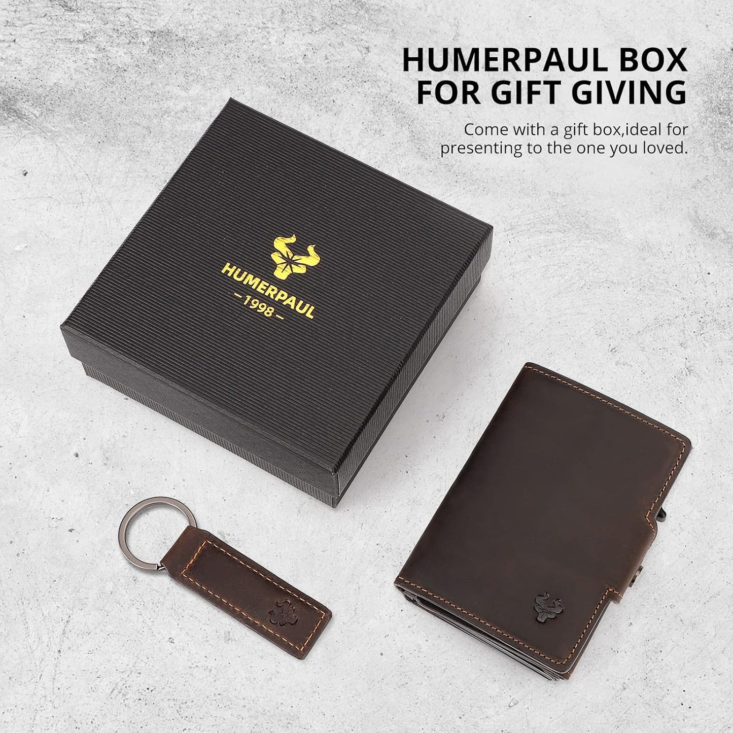 Leather Smart Card Wallet Coin Pocket RFID Blocking Wallet & Leather Keyring - Popular trends empire