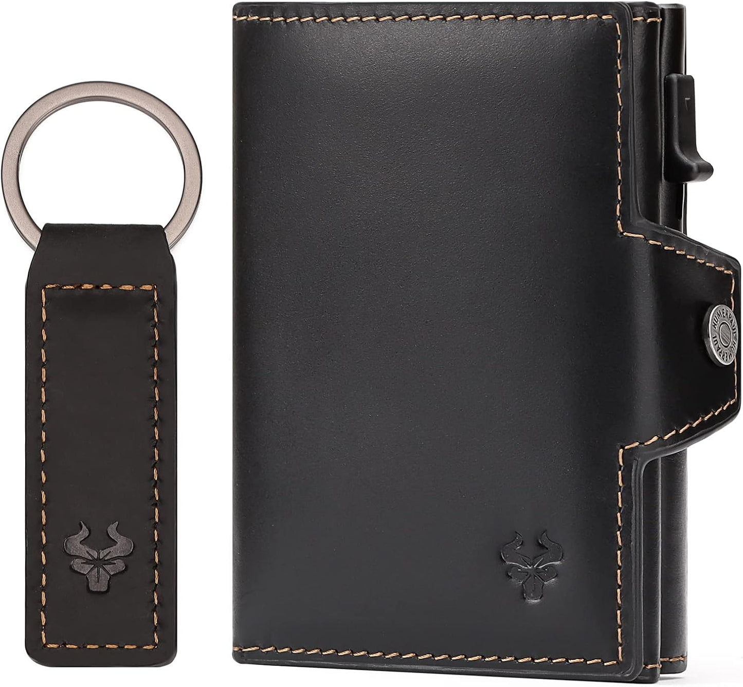 Leather Smart Card Wallet Coin Pocket RFID Blocking Wallet & Leather Keyring - Popular trends empire