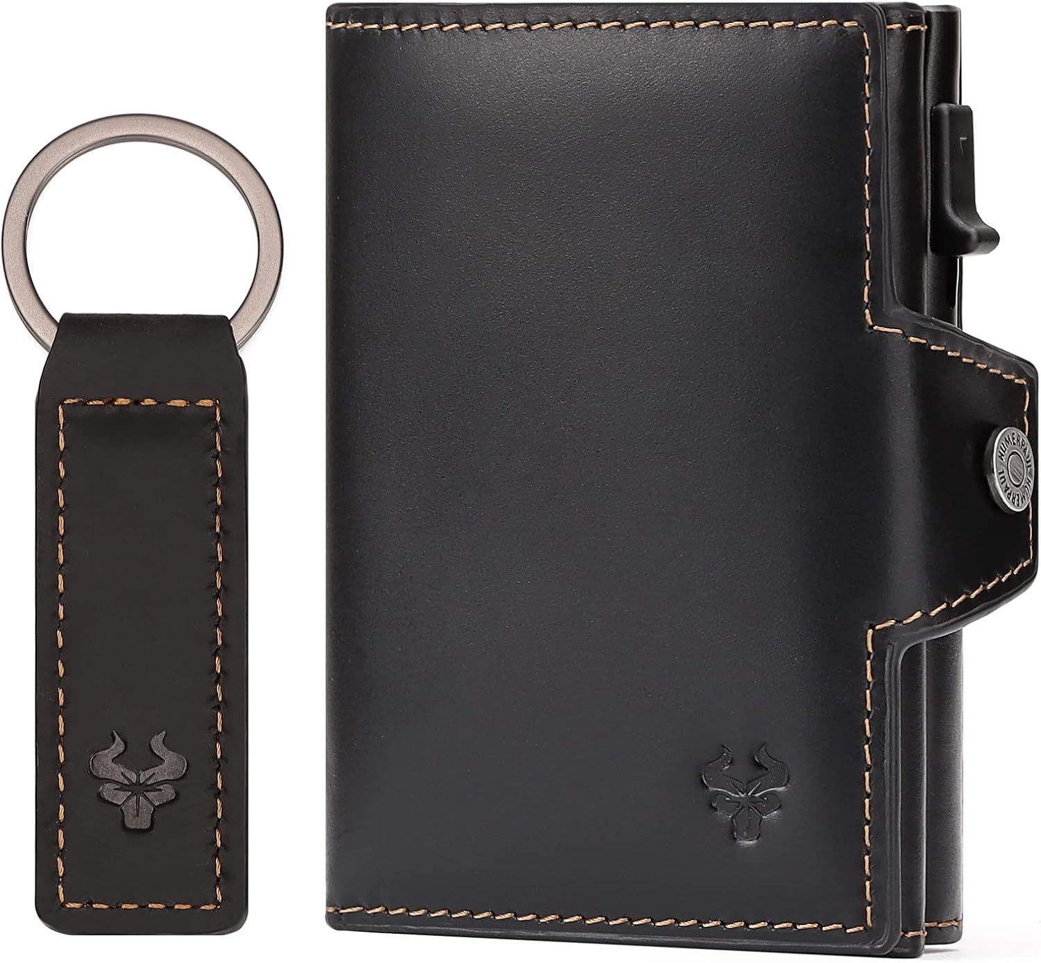 Leather Smart Card Wallet Coin Pocket RFID Blocking Wallet & Leather Keyring - Popular trends empire