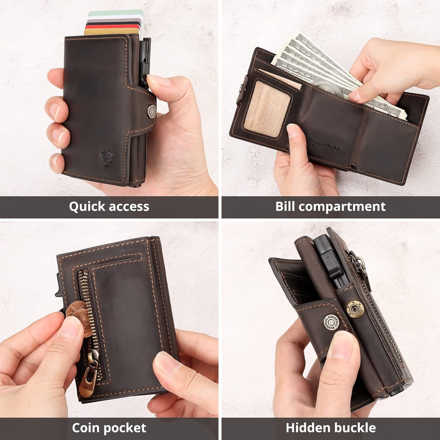 Leather Smart Card Wallet Coin Pocket RFID Blocking Wallet & Leather Keyring - Popular trends empire