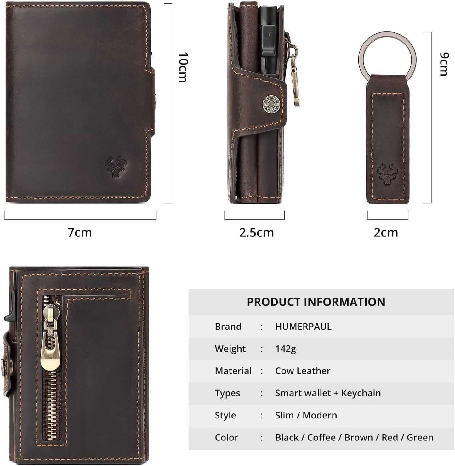 Leather Smart Card Wallet Coin Pocket RFID Blocking Wallet & Leather Keyring - Popular trends empire
