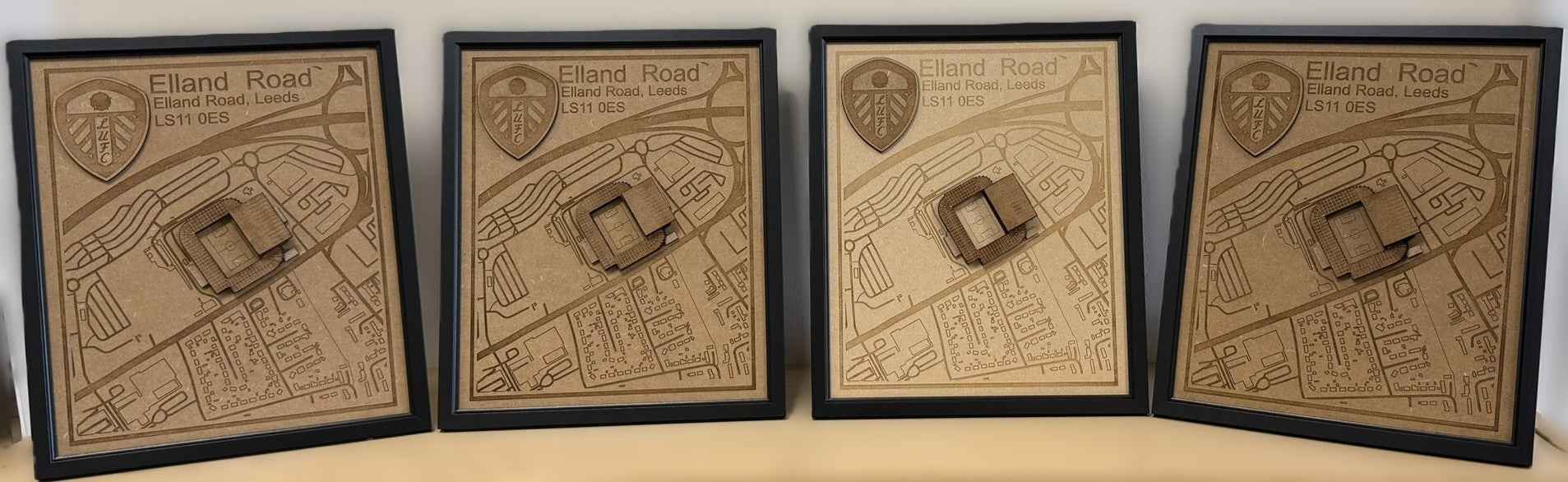 LUFC Elland Road Stadium Print Framed 3D Laser Burned Elland Road Stadium Art - Popular trends empire