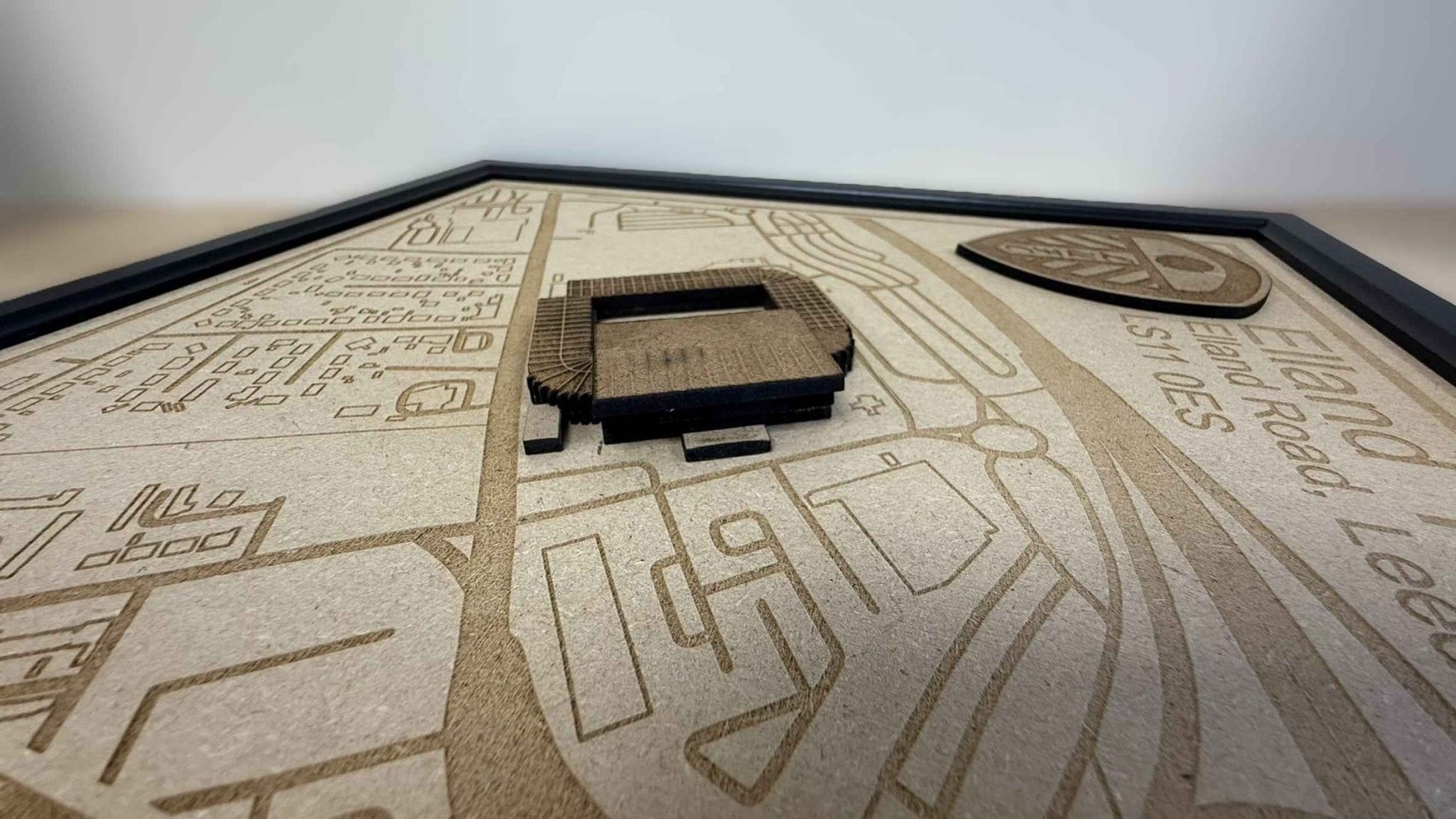 LUFC Elland Road Stadium Print Framed 3D Laser Burned Elland Road Stadium Art - Popular trends empire