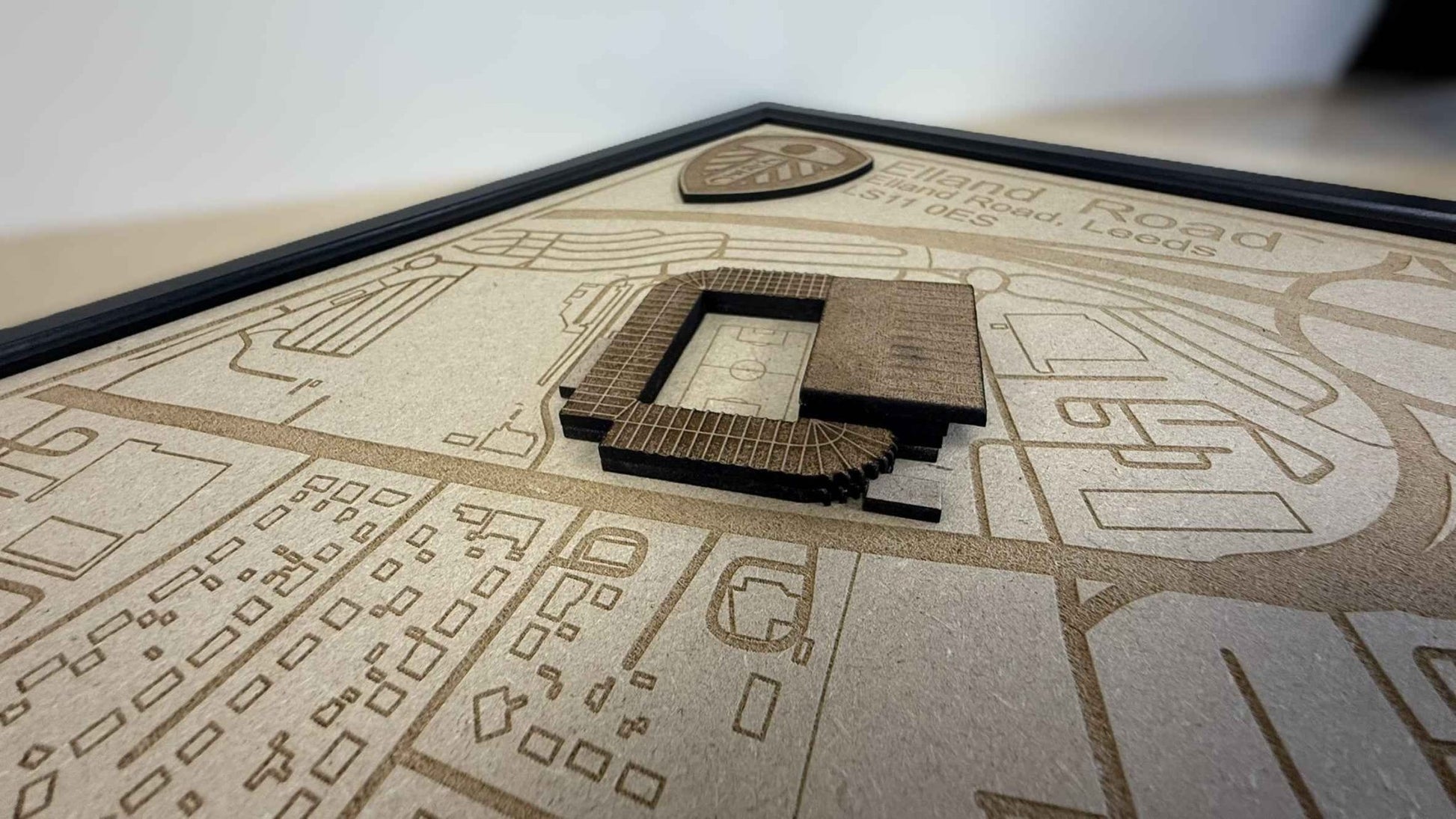 LUFC Elland Road Stadium Print Framed 3D Laser Burned Elland Road Stadium Art - Popular trends empire