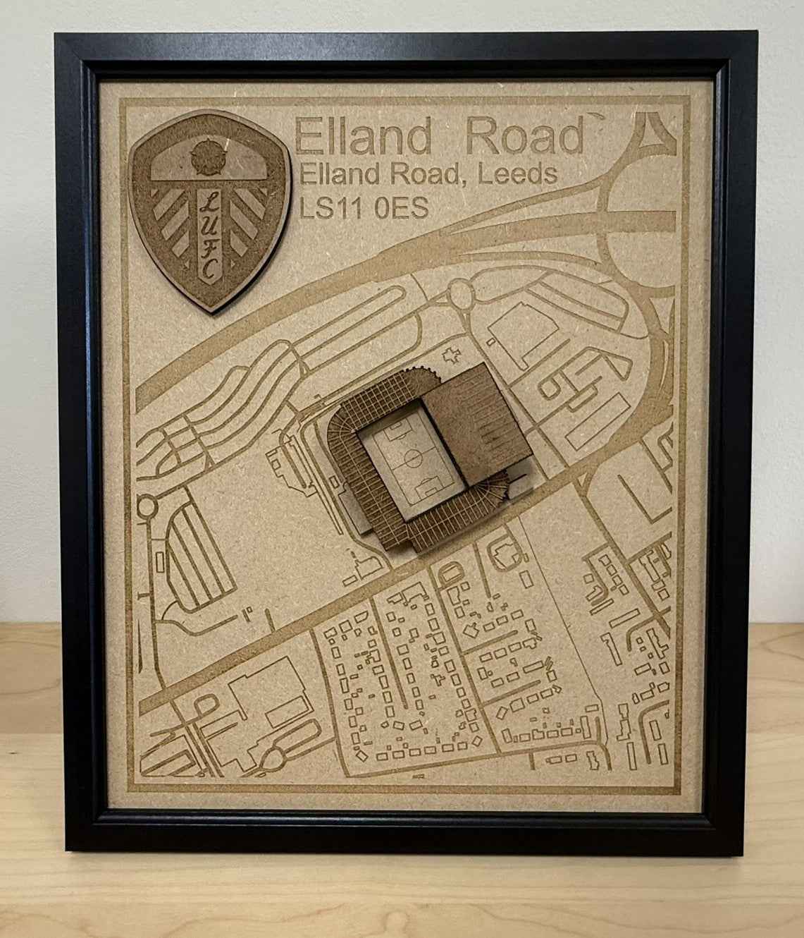 LUFC Elland Road Stadium Print Framed 3D Laser Burned Elland Road Stadium Art - Popular trends empire