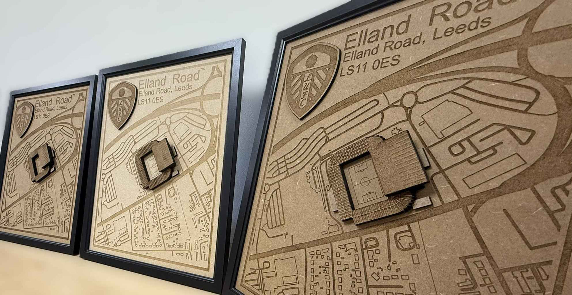LUFC Elland Road Stadium Print Framed 3D Laser Burned Elland Road Stadium Art - Popular trends empire