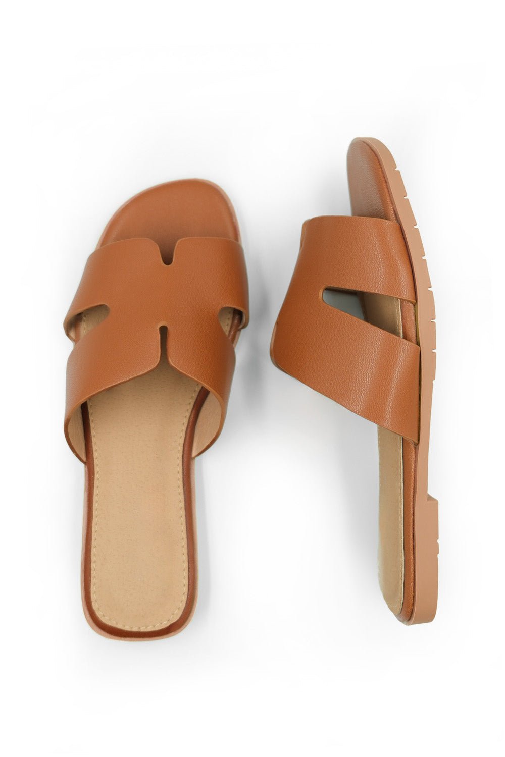 MAE PU STRAP SANDALS IN TAN FAUX LEATHER - Popular trends empire