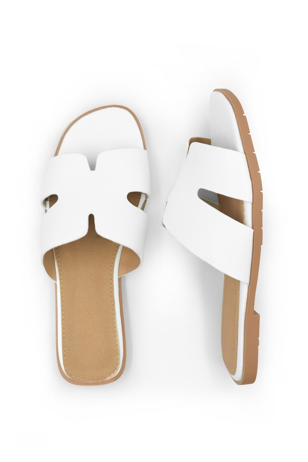 MAE PU STRAP SANDALS IN WHITE FAUX LEATHER - Popular trends empire