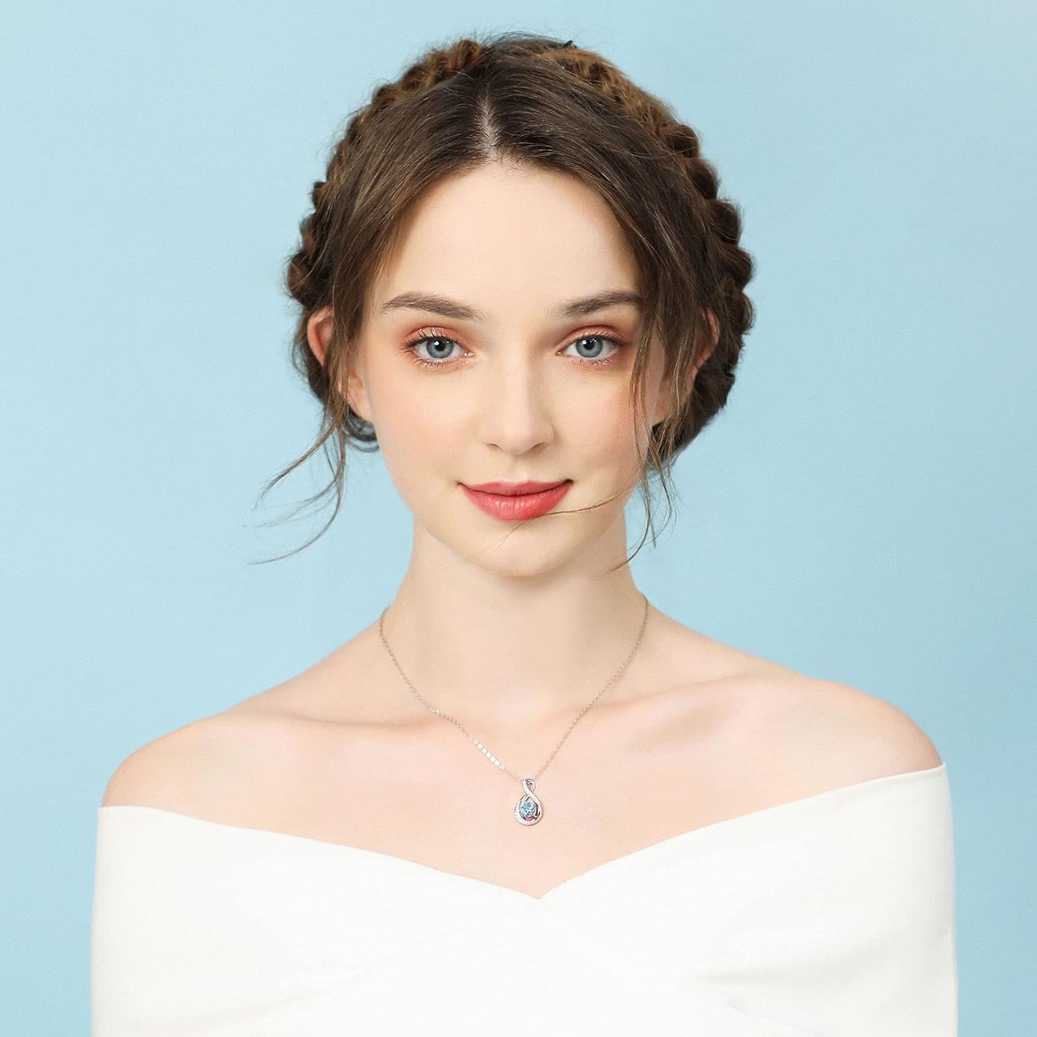 March Birthstone Infinity Pendant Necklace - Popular trends empire