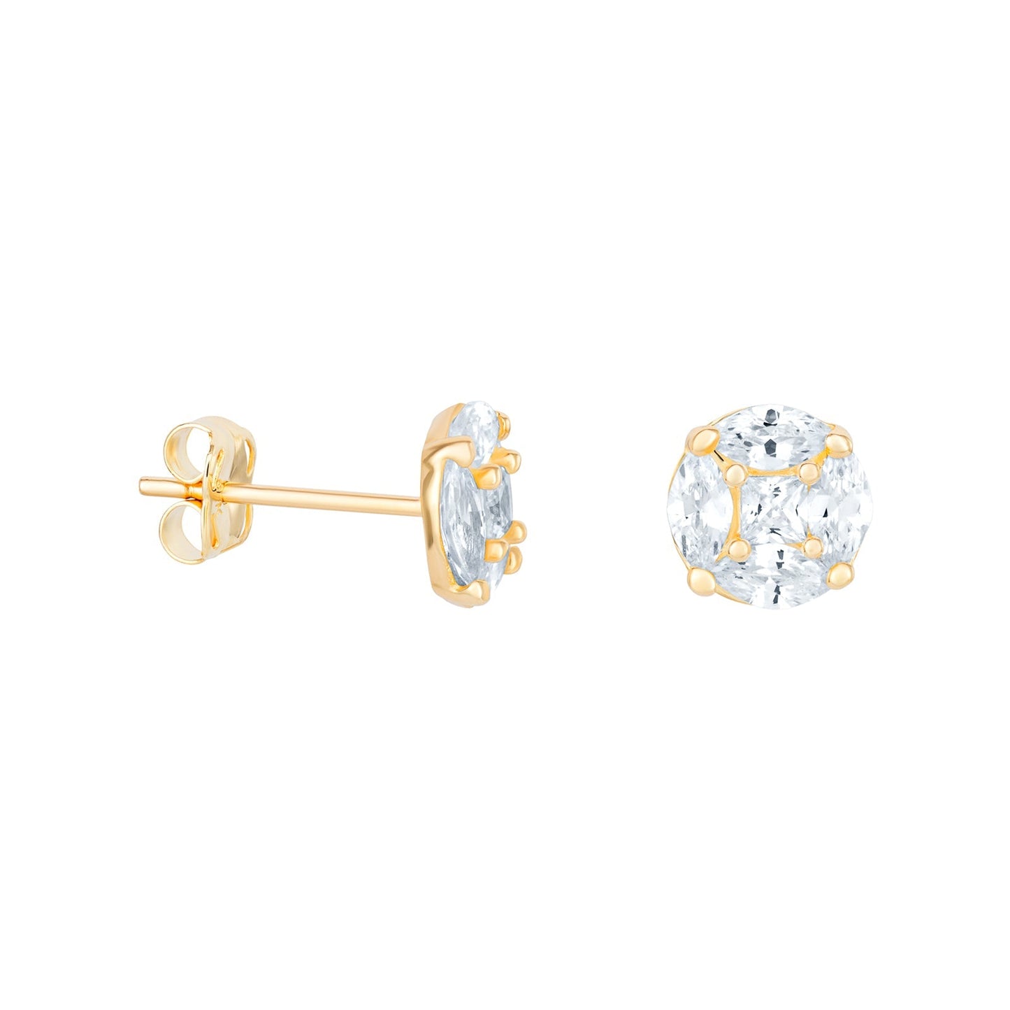Marquise Round Cubic Zirconia Stud Earrings - Popular trends empire