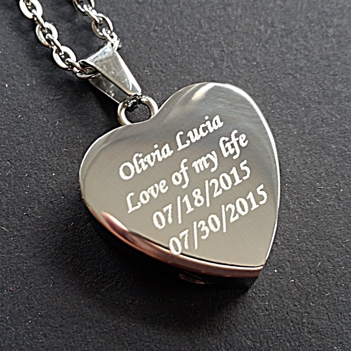 Memorial Ashes Pendant – Engraved Stainless Steel Heart Cremation Jewelry Gift - Popular trends empire