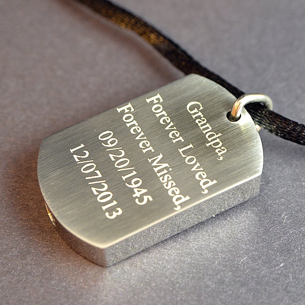 Memorial Dog Tag Necklace – Stainless Steel Cremation Ashes Pendant Keepsake Urn - Popular trends empire