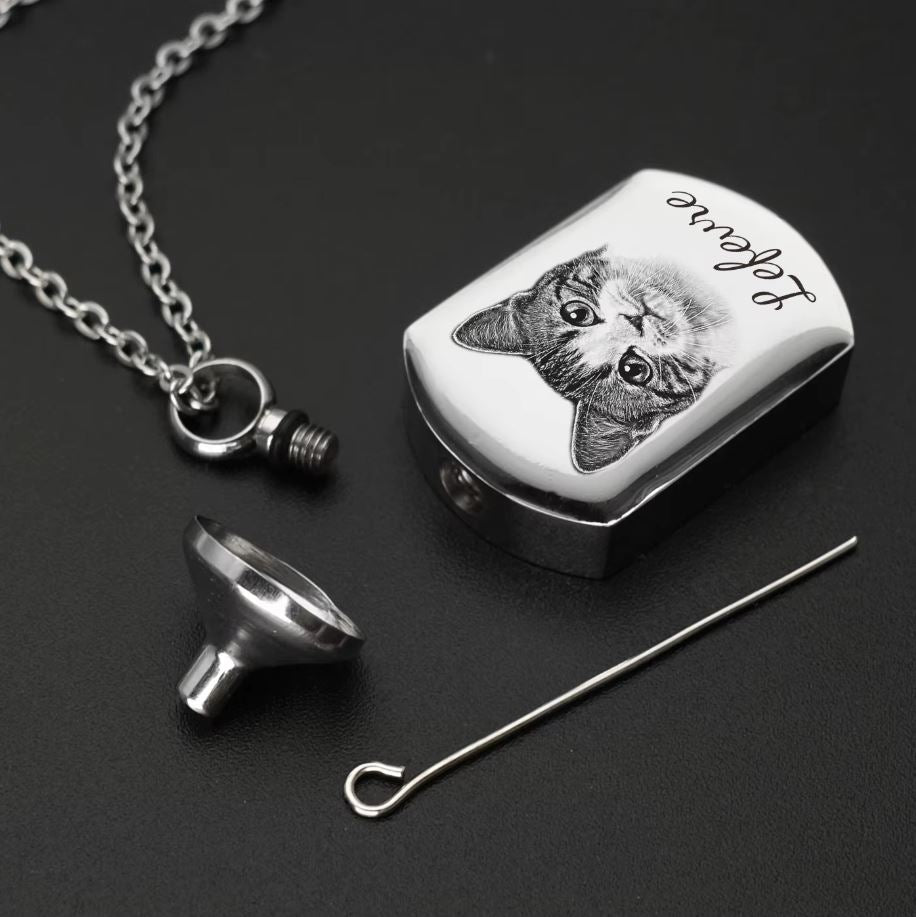 Memorial Pet Necklace - Custom Pet Photo Pendant & Cremation Ashes Jewelry - Popular trends empire