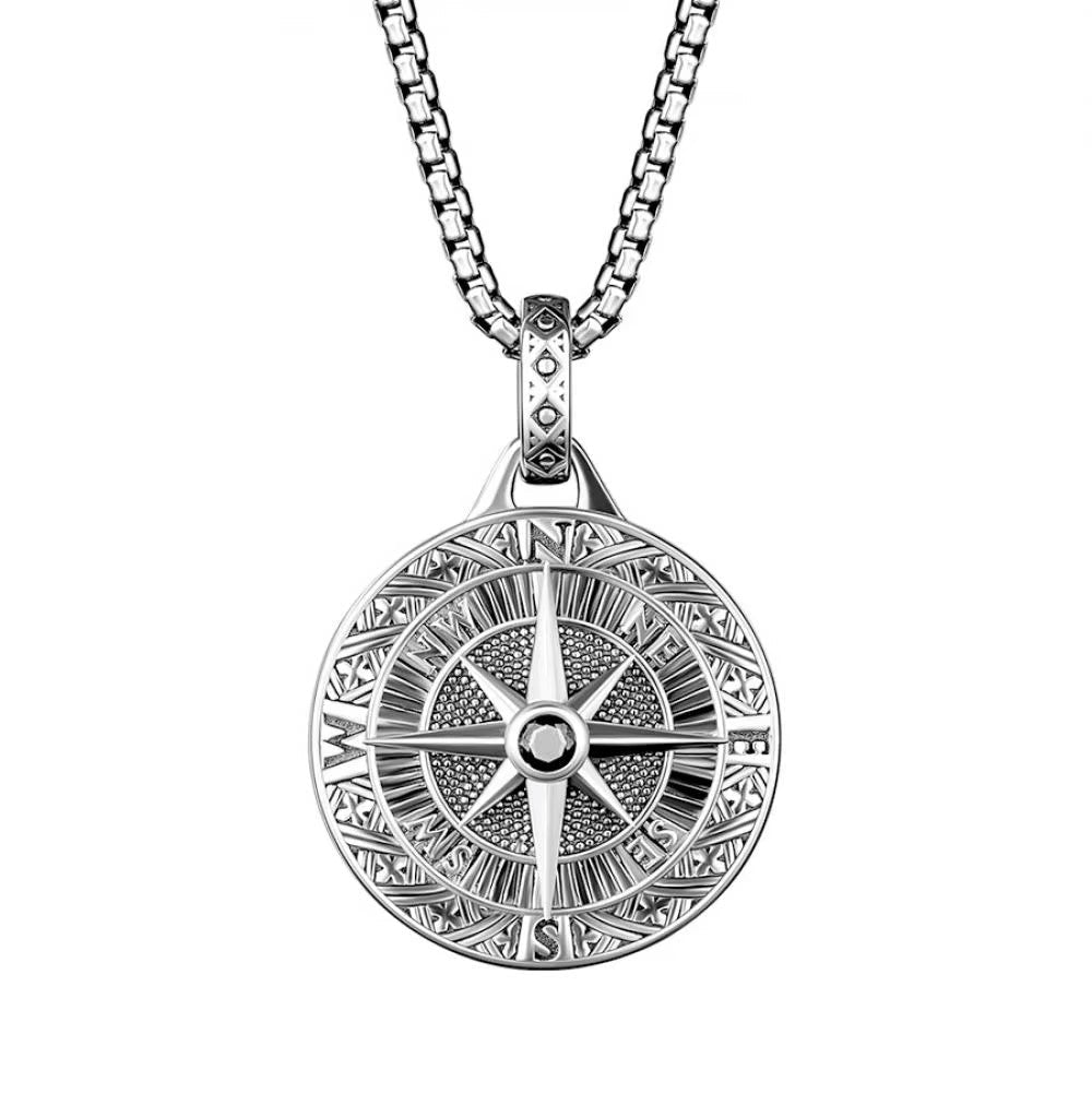Men's Compass Necklace – Engraved Pendant with Silver Chain | Stylish Travel Jewelry - Popular trends empire