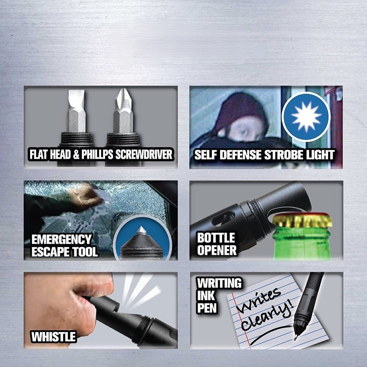 Multi Functional Tac Pen 9 in 1 High Grade Aluminium With Wallet Tool Card - Popular trends empire