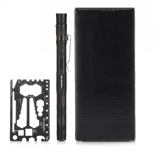 Multi Functional Tac Pen 9 in 1 High Grade Aluminium With Wallet Tool Card - Popular trends empire