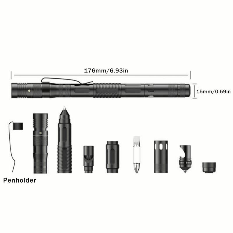 Multi Functional Tac Pen 9 in 1 High Grade Aluminium With Wallet Tool Card - Popular trends empire