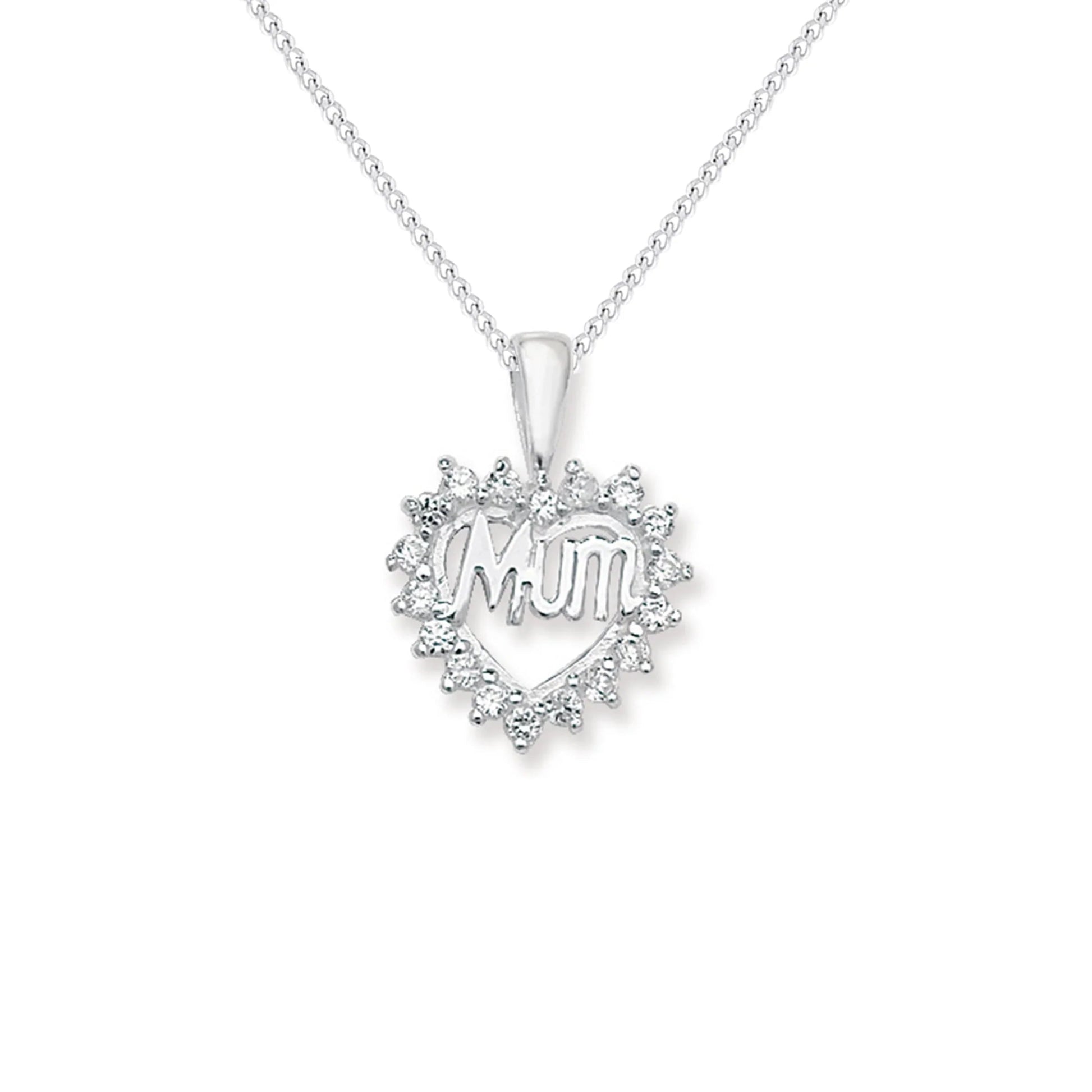 Mum Cubic Zirconia Heart Necklace - Popular trends empire
