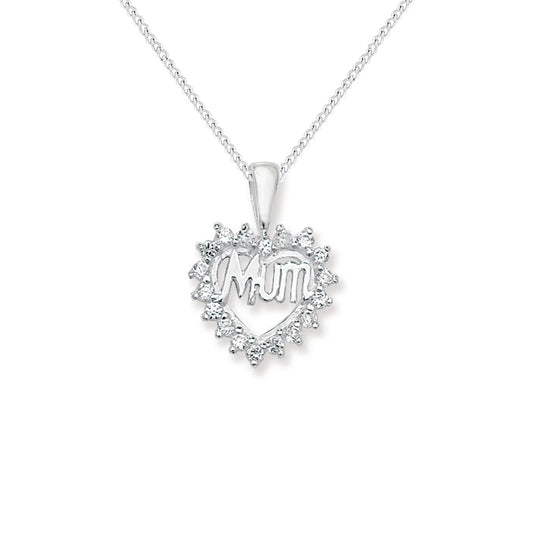 Mum Cubic Zirconia Heart Necklace - Popular trends empire