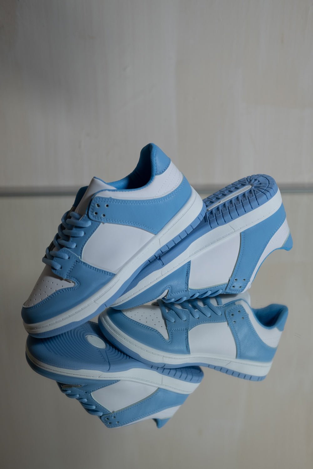 NANCY LACE UP PLATFORM TRAINERS IN SKY BLUE FAUX LEATHER - Popular trends empire