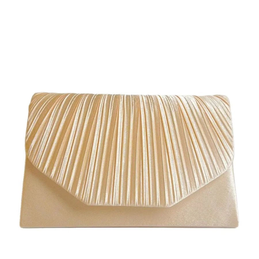 New Fashionable Evening Clutch Bag For Women Wedding Dinner Shoulder Bag Polyester Square Bag With Pleated Design - Popular trends empire