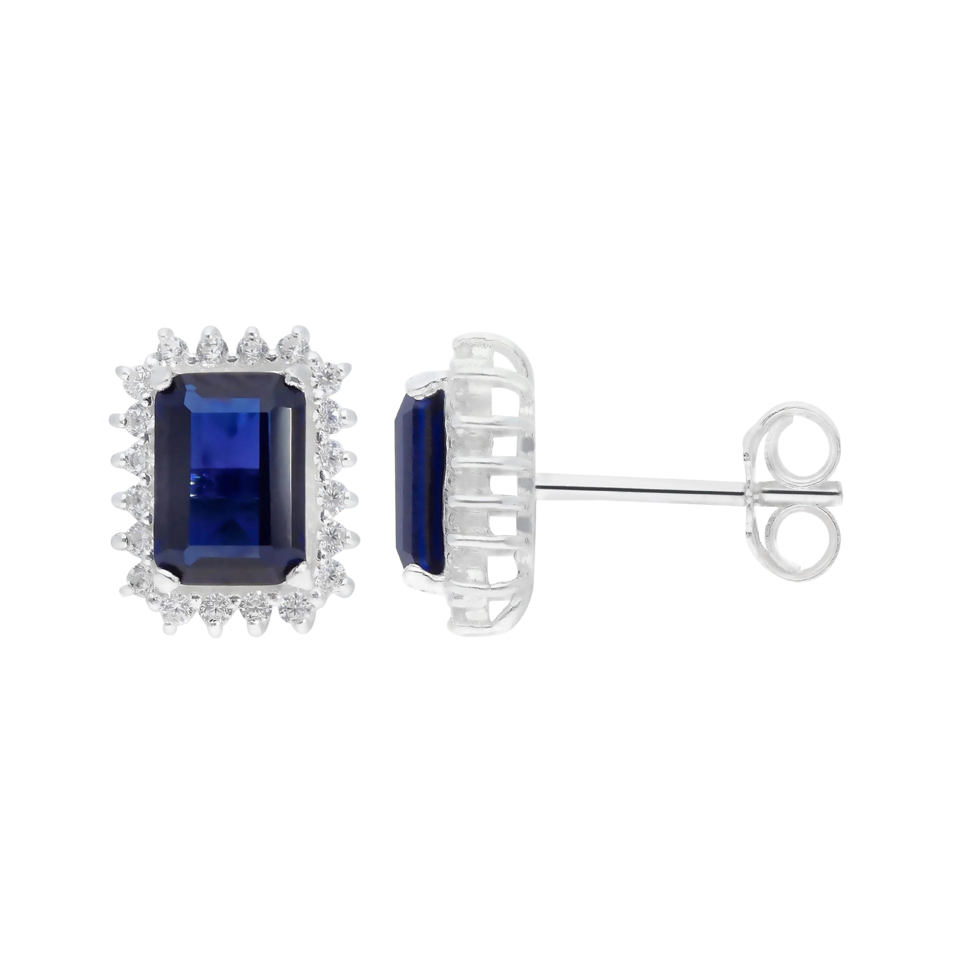 Oblong Halo Sapphire Earrings - Popular trends empire