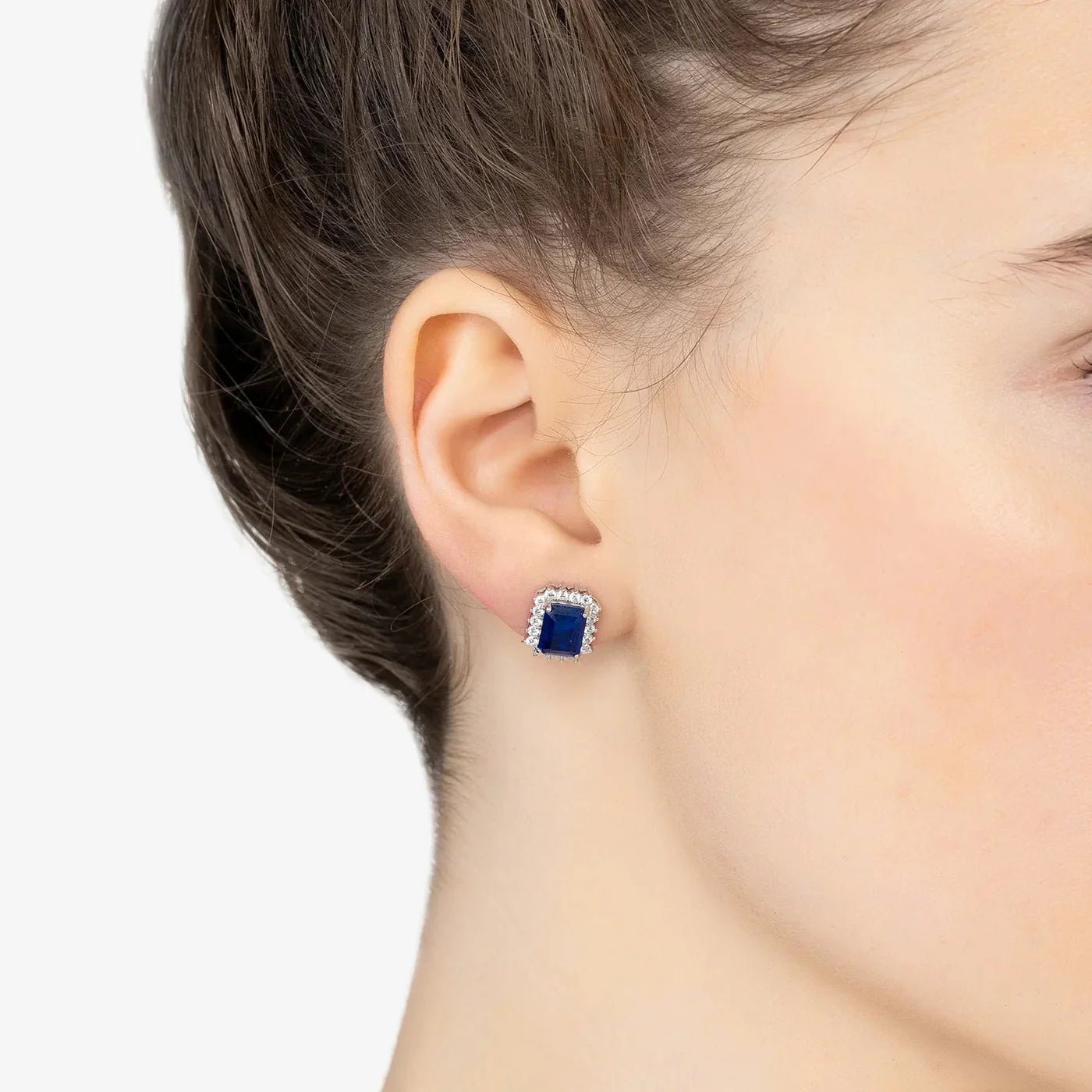 Oblong Halo Sapphire Earrings - Popular trends empire