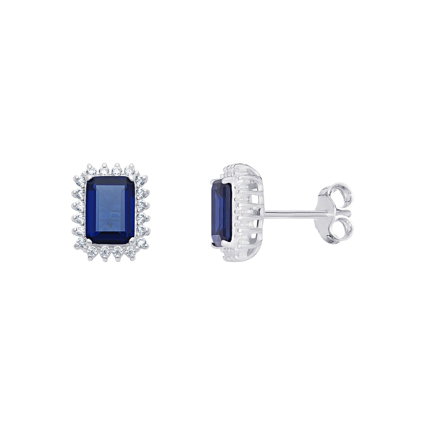 Oblong Halo Sapphire Earrings - Popular trends empire