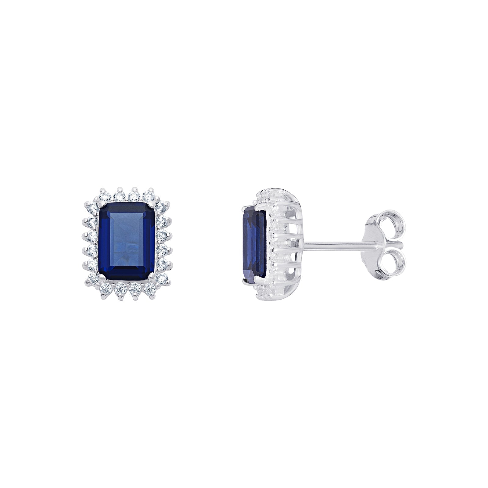 Oblong Halo Sapphire Earrings - Popular trends empire
