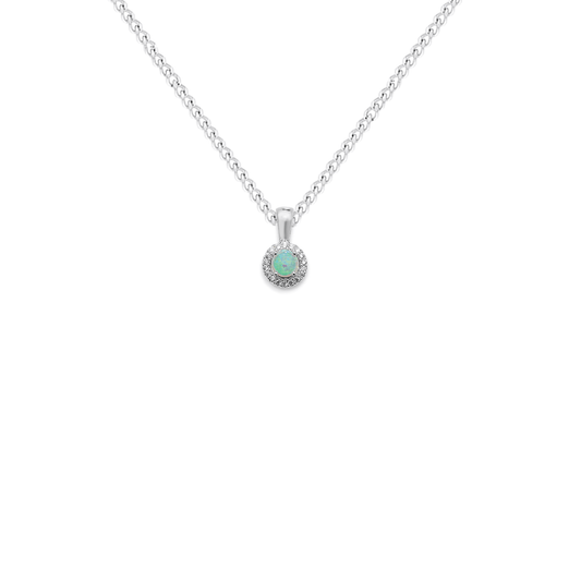 Opal and Cubic Zirconia Halo Necklace - Popular trends empire