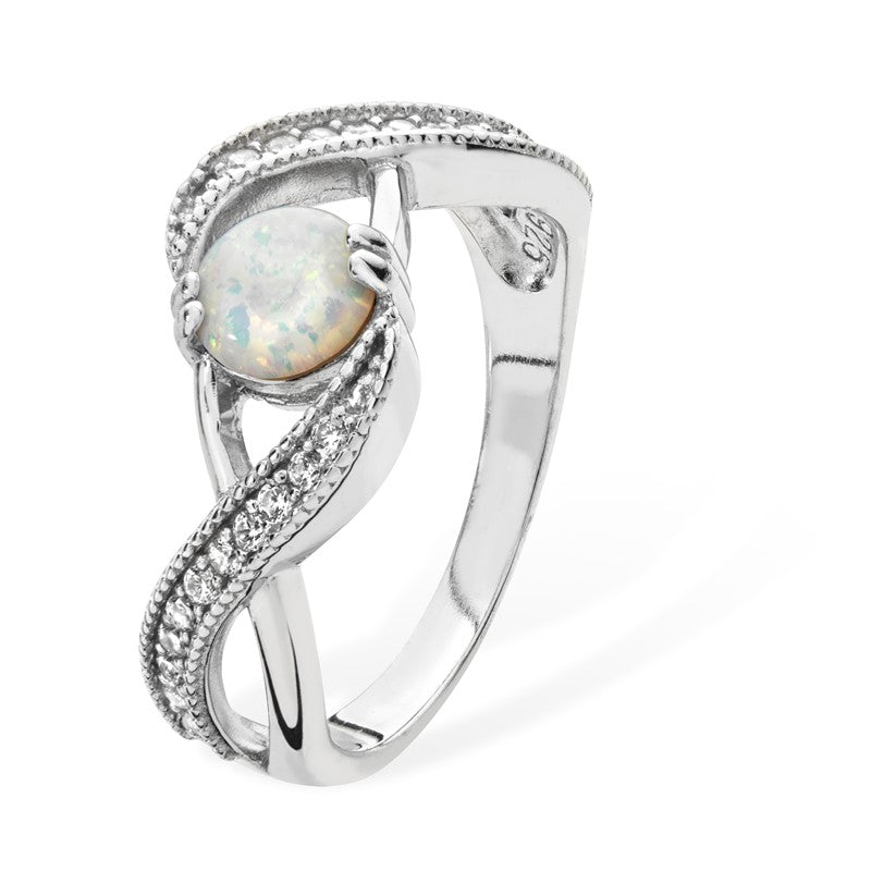 Opal and Cubic Zirconia Twist Ring - Popular trends empire
