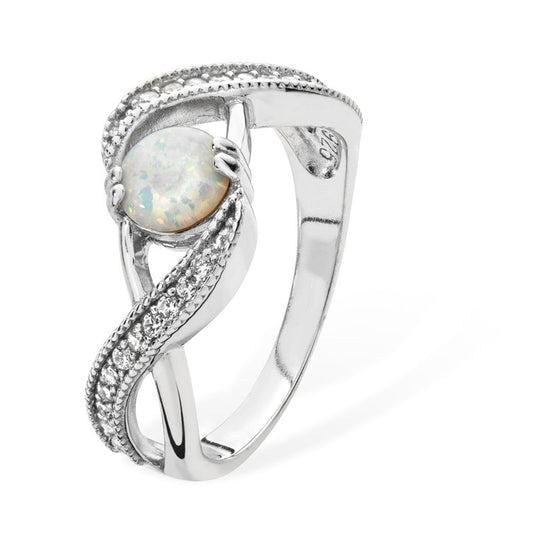 Opal and Cubic Zirconia Twist Ring - Popular trends empire
