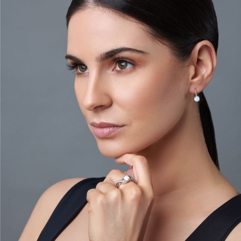 Opal and Cubic Zirconia Twist Ring - Popular trends empire