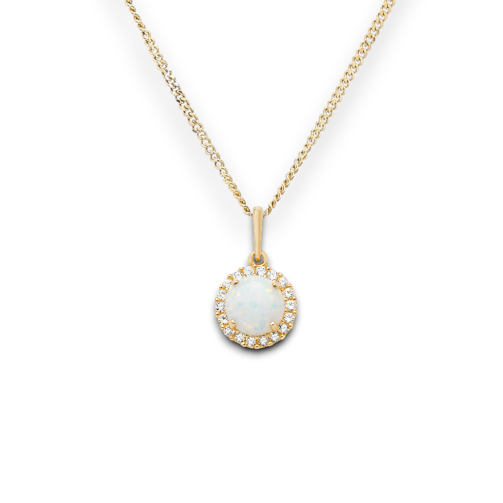 Opal Halo Pendant Necklace - Popular trends empire