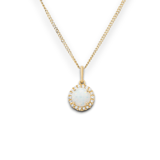 Opal Halo Pendant Necklace - Popular trends empire