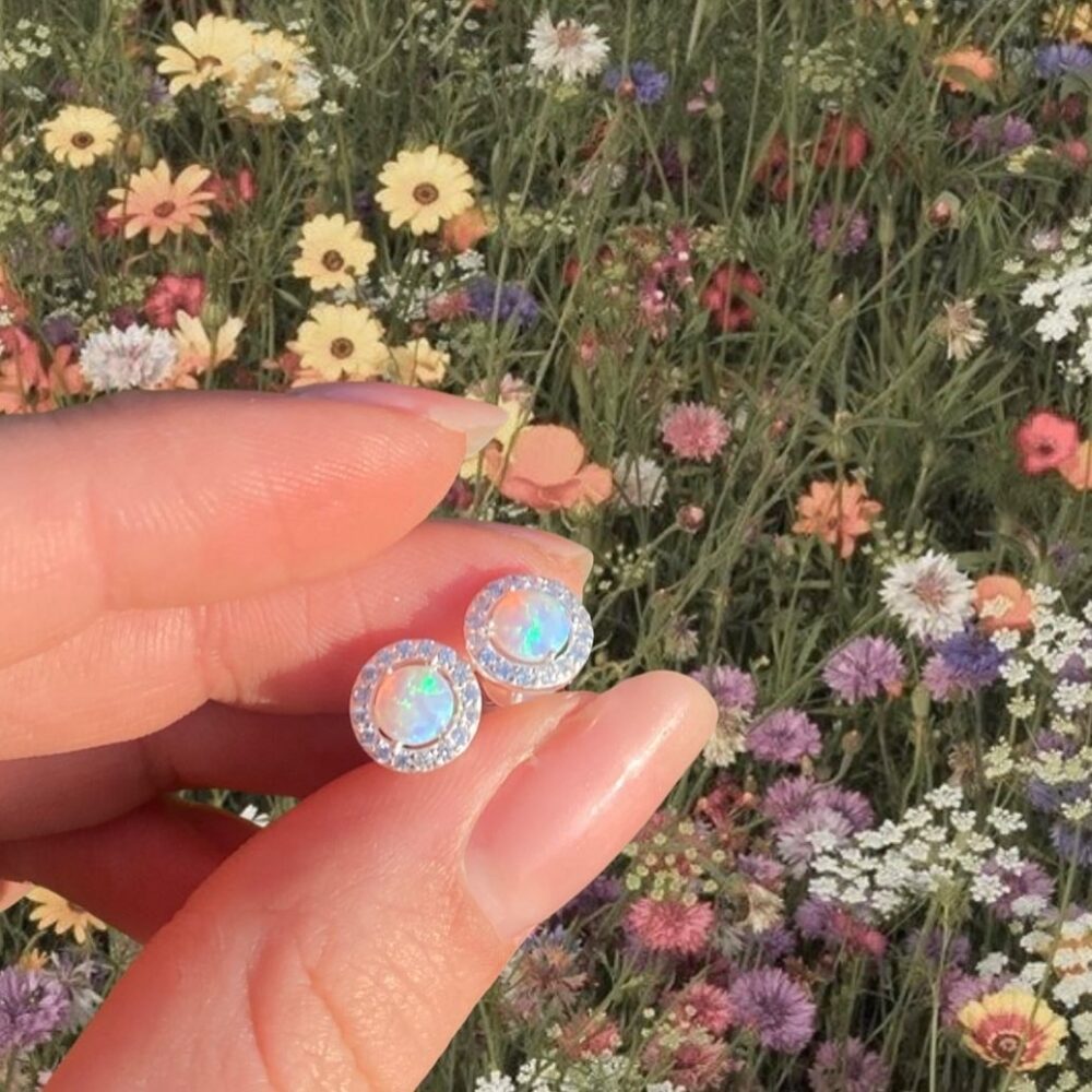 Opal Halo Stud Earrings - Popular trends empire