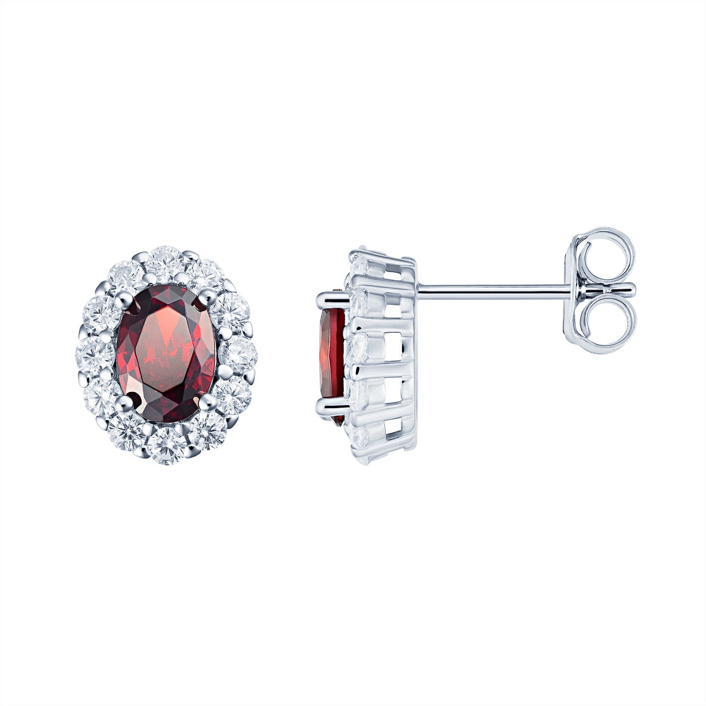 Oval Halo Ruby Stud Earrings - Popular trends empire