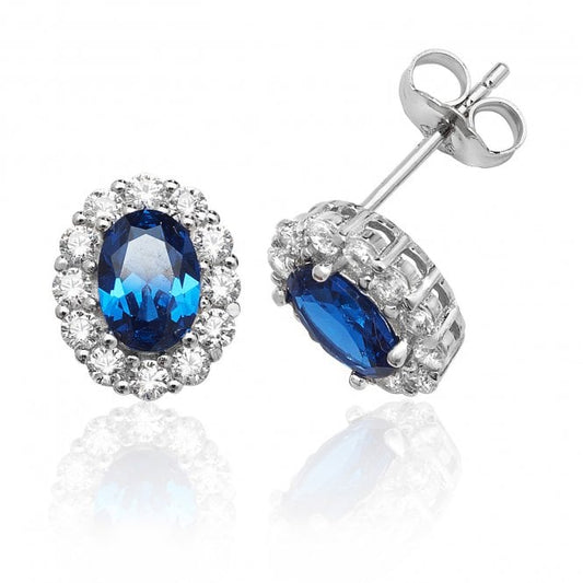 Oval Halo Sapphire Earrings - Popular trends empire