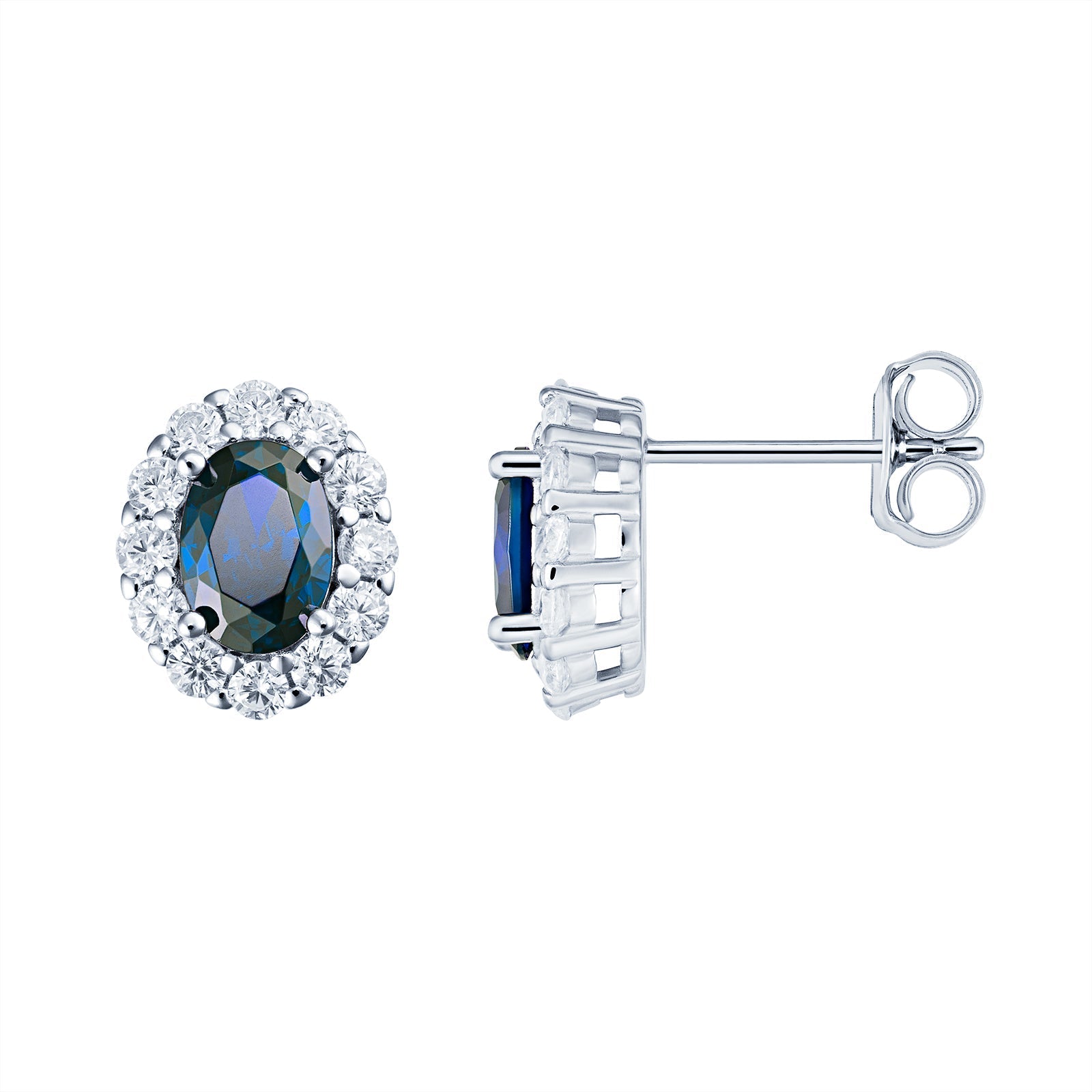 Oval Halo Sapphire Earrings - Popular trends empire